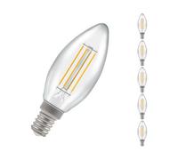 Crompton Lamps Filament Candle LED Light Bulb SES-E14 | 4.2W = 40W Equivalent | Warm White 2700K | Energy Efficient | Small Screw Lightbulb | Long Life 15000-Hrs | Clear Glass