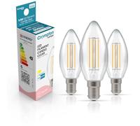 Crompton Lamps LED Candle 5.9W SBC-B15d Dimmable Filament (3 Pack) (60W Equivalent) 4000K Cool White Clear 806lm SBC Small Bayonet B15