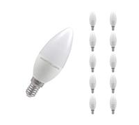 Crompton Lamps LED Candle 5W SES-E14 Dimmable (10 Pack) (40W Equivalent) 6500K Daylight Opal 470lm SES Small Screw E14 Frosted Multipack Light Bulbs