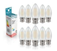 Crompton Lamps LED Candle 6.5W BC-B22d Dimmable Filament (10 Pack) (60W Equivalent) 2700K Warm White Pearl 806lm BC Bayonet B22