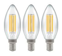 Crompton Lamps Led Candle 6.5W E14 Filament Warm White Clear (60W Eqv) (3 Pack)