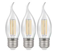 Crompton Lamps LED Filament Candle Light Bulb ES-E27 | 2.2W = 25W Incandescent | Warm White 2700K | Energy Efficient | | Long Life 15,000H | Clear Glass | Non-Dimmable | 3-Pack