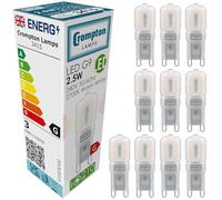 Crompton Lamps LED G9 Capsule Bulbs 2.5W | 10 Pack | 25W Halogen Replacement | Warm White 2700K | Energy-Saving LED Light Bulbs | Opal G9 Bulbs for Ceiling, Cabinet & Accent Lighting