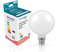 Crompton Lamps LED G95 Globe 7W BC-B22d Dimmable (60W Equivalent) 2700K Warm White Opal 806lm BC Bayonet B22 Large Light Bulb