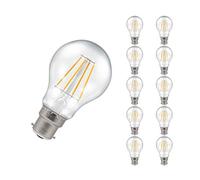 Crompton Lamps LED GLS 7.5W BC-B22d Dimmable Filament (10 Pack) (60W Equivalent) 2700K Warm White Clear 806lm BC Bayonet B22 A60 Multipack Light Bulbs