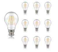 Crompton Lamps LED GLS 7.5W BC-B22d Dimmable Filament (10 Pack) (60W Equivalent) 2700K Warm White Clear 806lm BC Bayonet B22 Multipack Light Bulbs