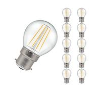 Crompton Lamps LED Golfball 5W BC-B22d Dimmable Filament (10 Pack) (40W Equivalent) 2700K Warm White Clear 470lm BC Bayonet B22 Round Multipack Light Bulbs