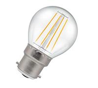 Crompton Lamps LED Golfball 5W BC-B22d Dimmable Filament (40W Equivalent) 2700K Warm White Clear 470lm BC Bayonet B22 Round Light Bulb