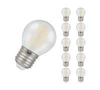 Crompton Lamps LED Golfball 5W ES-E27 Dimmable Filament (10 Pack) (40W Equivalent) 2700K Warm White Pearl 470lm ES Screw E27 Round Frosted Opal Multipack Light Bulbs