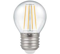 Crompton Lamps LED Golfball 5W ES-E27 Dimmable Filament (40W Equivalent) 2700K Warm White Clear 470lm ES Screw E27 Round Light Bulb