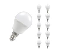 Crompton Lamps LED Golfball 5W SES-E14 Dimmable (10 Pack) (40W Equivalent) 4000K Cool White Opal 470lm SES Small Screw E14 Round Frosted Multipack Light Bulbs