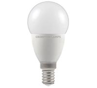 Crompton Lamps LED Golfball 5W SES-E14 Dimmable (10 Pack) (40W Equivalent) 4000K Cool White Opal 470lm SES Small Screw E14 Round Frosted Multipack Light Bulbs