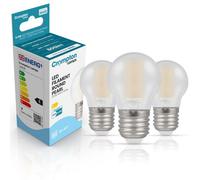 Crompton Lamps Led Golfball 6.5W E27 Dimmable Filament (3 Pack) Pearl Warm White (60W Eqv) (3 Pack)