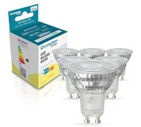 Crompton Lamps LED GU10 Spotlight Bulbs 3.7W Glass | 6 Pack | Warm White 3000K | Energy Saving Light Bulbs for Ceiling Lights | 360 Lumens | Direct Replacement | GU10 LED Bulbs