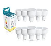 Crompton Lamps LED GU10 Spotlight Bulbs 74mm Long Barrell | 4.9W | 10 Pack | Warm White 2700K | Energy Saving Light Bulbs for Ceiling Lights | Direct Replacement | GU10 LED Bulbs