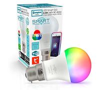 Crompton Lamps LED Smart WiFi GLS 8.5W BC-B22d Dimmable (60W Equivalent) 3000K Warm White + RGB Opal 806lm BC Bayonet B22 Amazon Alexa TUYA Colour Changing Thermal Plastic Google Home Light Bulb