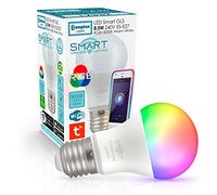 Crompton Lamps LED Smart WiFi GLS 8.5W ES-E27 Dimmable (60W Equivalent) 3000K Warm White + RGB Opal 806lm ES Screw E27 TUYA Colour Changing Thermal Plastic Google Home Light Bulb