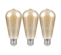 Crompton Lamps LED Squirrel Cage ST64 7W ES-E27 Dimmable Filament (3 Pack) (50W Equivalent) 2200K Extra Warm White Antique Bronze 725lm ES Screw E27 Vintage Edison Multipack Light Bulbs