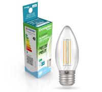 Crompton Lamps LED Ultra-Efficient Candle 2.2W ES-E27 A-Class (40W Equivalent) 3000K Warm White Clear 470lm ES Screw E27 Energy Efficient Filament A-Rated Light Bulb