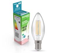 Crompton Lamps LED Ultra-Efficient Candle 2.2W SBC-B15d A-Class (40W Equivalent) 3000K Warm White Clear 470lm SBC Small Bayonet B15 Energy Efficient Filament A-Rated Light Bulb