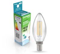 Crompton Lamps LED Ultra-Efficient Candle 2.2W SES-E14 A-Class (40W Equivalent) 3000K Warm White Clear 470lm SES Small Screw E14 Energy Efficient Filament A-Rated Light Bulb