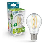 Crompton Lamps LED Ultra-Efficient GLS 2.2W ES-E27 A-Class (40W Equivalent) 3000K Warm White Clear 470lm ES Screw E27 Light Bulb