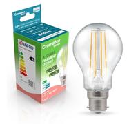 Crompton Lamps LED Ultra-Efficient GLS 3.8W BC-B22d Dimmable A-Class (60W Equivalent) 3000K Warm White Clear 860lm BC Bayonet B22 Energy Efficient Filament A-Rated Light Bulb