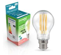 Crompton Lamps LED Ultra-Efficient GLS 7.2W BC-B22d Dimmable A-Class (100W Equivalent) 3000K Warm White Clear 1521lm BC Bayonet B22 Energy Efficient Filament A-Rated Light Bulb