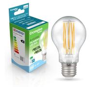 Crompton Lamps LED Ultra-Efficient GLS 7.2W ES-E27 Dimmable A-Class (100W Equivalent) 3000K Warm White Clear 1521lm ES Screw E27 Energy Efficient Filament A-Rated Light Bulb