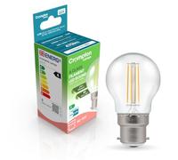 Crompton Lamps LED Ultra-Efficient Golfball 2.2W BC-B22d A-Class (40W Equivalent) 3000K Warm White Clear 470lm BC Bayonet B22 Round Energy Efficient Filament A-Rated Light Bulb