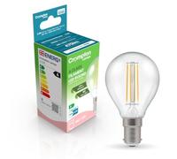 Crompton Lamps LED Ultra-Efficient Golfball 2.2W SBC-B15d A-Class (40W Equivalent) 3000K Warm White Clear 470lm SBC Small Bayonet B15 Round Energy Efficient Filament A-Rated Light Bulb