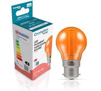 Crompton Lamps Orange LED Golfball Light Bulb 4.5W B22 Harlequin | IP65 Outdoor Lights LED Bulbs | Energy-Saving Replacement for 25W Bulbs | 15,000 Hours Life | for Festoon Lights Outdoor