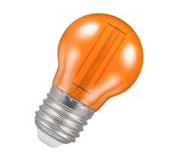 Crompton Lamps Orange LED Golfball Light Bulb 4.5W E27 Harlequin | IP65 Outdoor Lights LED Bulbs | Energy-Saving Replacement for 25W Bulbs | 15,000 Hours Life | for Festoon Lights Outdoor