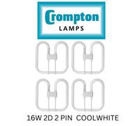Crompton Lamps Pack Of 4 X Crompton 16W 2D 2 Pin 840 Cool White Light Bulbs Butterfly Fluorescent Gr8