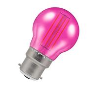 Crompton Lamps Pink LED Golfball Light Bulb 4.5W B22 Harlequin | IP65 Outdoor Lights LED Bulbs | Energy-Saving Replacement for 25W Bulbs | 15,000 Hours Life | for Festoon Lights Outdoor