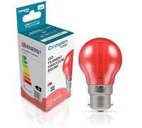 Crompton Lamps Red LED Golfball Light Bulb 4.5W B22 Harlequin | IP65 Outdoor Lights LED Bulbs | Energy-Saving Replacement for 25W Bulbs | 15,000 Hours Life | for Festoon Lights Outdoor