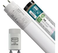 Crompton Lamps 2ft LED T8 Tube 6500K Daylight 9W (18W Equivalent) 1150lm | Replacement Fluorescent Light Tubes for LED Batten Light and Ceiling Strip Lights | Includes LED Fluorescent Light Starter