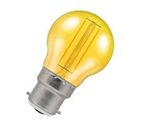 Crompton Lamps LED Golfball Bulb Harlequin Yellow 4.5W B22 - IP65 Outdoor, 15,000h, 25W Replacement
