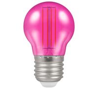 Crompton Lamps Pink LED Golfball Light Bulb 4.5W E27 Harlequin | IP65 Outdoor Lights LED Bulbs | Energy-Saving Replacement for 25W Bulbs | 15,000 Hours Life | for Festoon Lights Outdoor