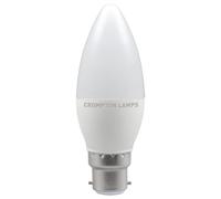 Crompton Lamps LED Candle 5W B22 Dimmable Cool White Opal (40W Eqv)