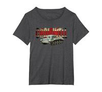 Cromwell WW2 WWII Tank British Army MBT Union Jack T-Shirt, Women's Plus, Dark Heather Grey, 1X