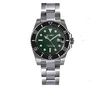 Cronos Upgraded V 2 Sub-Diver Luxury Men's Watches Stainless Steel Bracelet Ceramic Bezel Diving Wristwatch, green dial black bezel