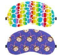 Crooked Monkey Pattern Deep Purple 2-Pack Light-Blocking Soft Breathable Eye Patch Sleeping Masks