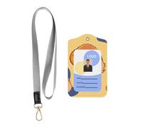 Crooked Owl Card Badge Leather Holder.Leather ID Badge Holder with Lanyard, Double-Sided Print Card Case for Office Work