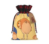Crooked Owl Holiday Printed Drawstring Pouch M, Lightweight Drawstring Bag For Storage And Wrapping