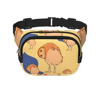 Crooked Owl Printed Fashion Crossbody Bag, Hiking Waist Bag, Square Double Layer Travel and Fitness Shoulder Bag