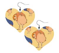 Crooked Owl Prints Leather Heart earrings Pendant Stylish and light Lightweight Dangle for Women Girls, One Size, Leather, No Gemstone