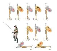 Croovepi Bass Spinner Baits, Spinner Baits Metal Lures for Bass, Gold Color Angling Gear Three-Hook for Crappie Pike Bluegill Cod Salmon Trout