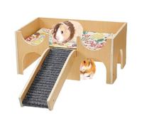 Croovepi Hamster House - Wood Mice Habitat,Hideouts with Climbing Ladder for Exercise Activity Habitat Hedgehog Hamster Bunny Pet Animal