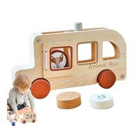Croovepi Toy School Bus,Wooden Baby Toys - Portable Interactive Educational Game for School Playtime Creative Play Boys Learning Girls Entertainment Home